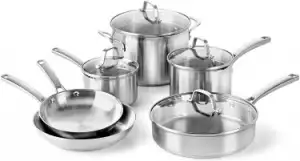 Stainless Steel Cookware: Calphalon Classic Stainless Steel 10-Piece Cookware Setimg