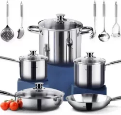 HOMI CHEF 14-Piece Non Toxic Stainless Steel Cookware Setimg