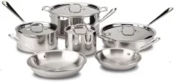 All-Clad D3 Stainless Cookware Set, Tri-Ply Stainless Steel, Professional Grade, 10-Pieceimg