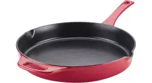 Rachael Ray Enameled Cast-Iron Red Shimmer Skillet, 12-Inchesimg