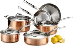 Lagostina Martellata Hammered Copper 18/10 Tri-Ply Stainless Steel Cookware Setimg