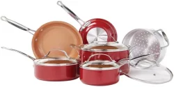 BulbHead Red Copper 10-Piece Copper-Infused Ceramic Non Toxic Cookware Setimg