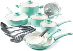 GreenLife Soft-Grip 16-Piece Ceramic Nonstick Cookware Setimg